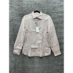 NWT Mango Light Tencel-Linen Button Up‎ Long Sleeve Shirt Pink Mens Size S